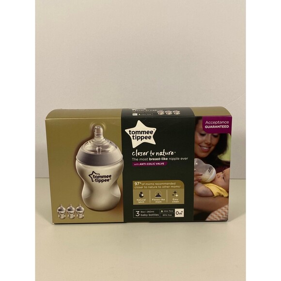 Tommee Tippee Closer to Nature Baby Bottles – 9oz Slow Flow – 3 Pack - Picture 1 of 2